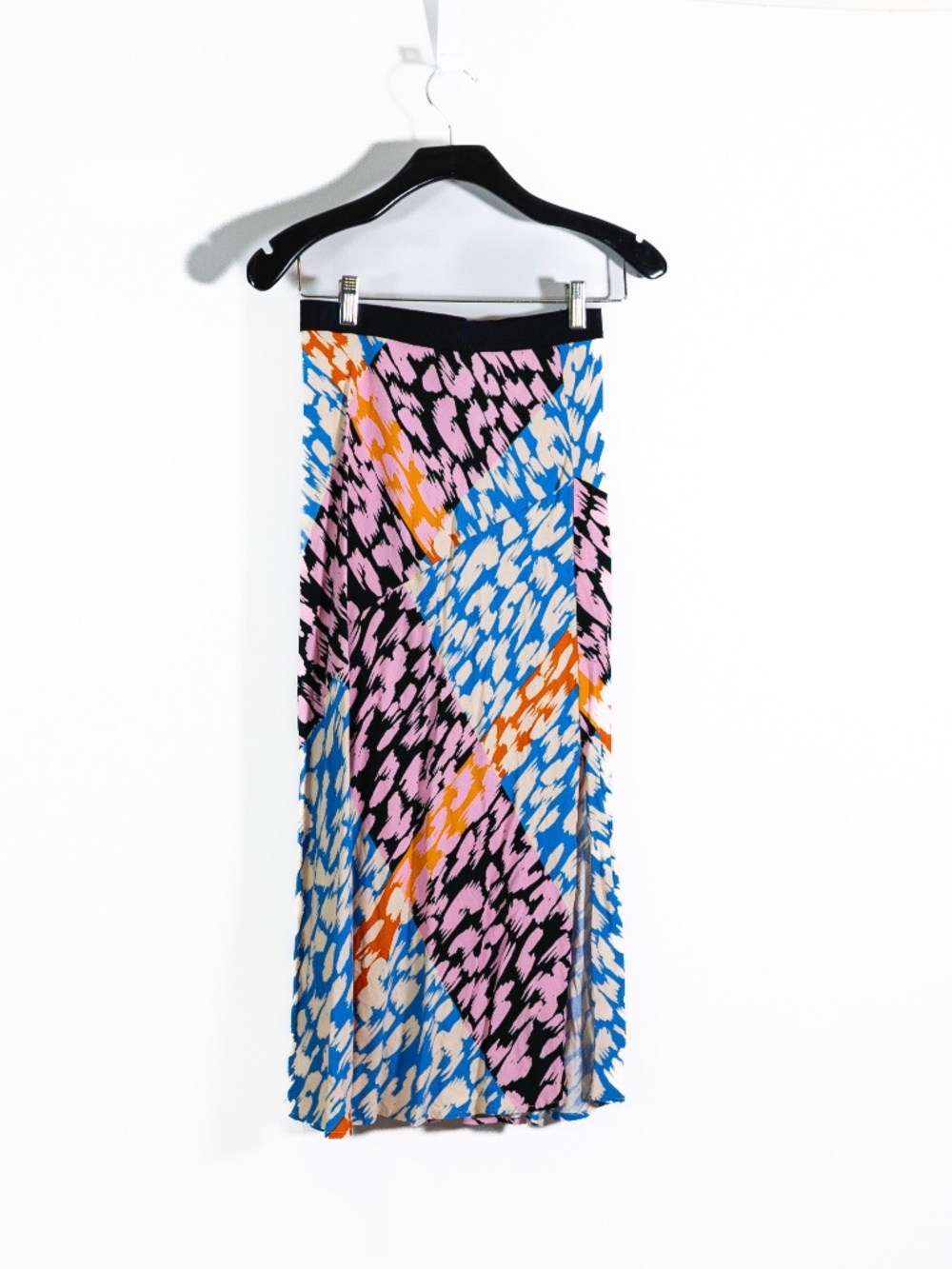 Corey Lynn Calter Satin Animal Print Pattern Bias Cut Midi Skirt XS